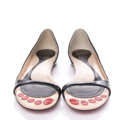 Christian Louboutin Patent Toboggan Peep Toe Ballerina Flats 35.5 Black 3 of 8