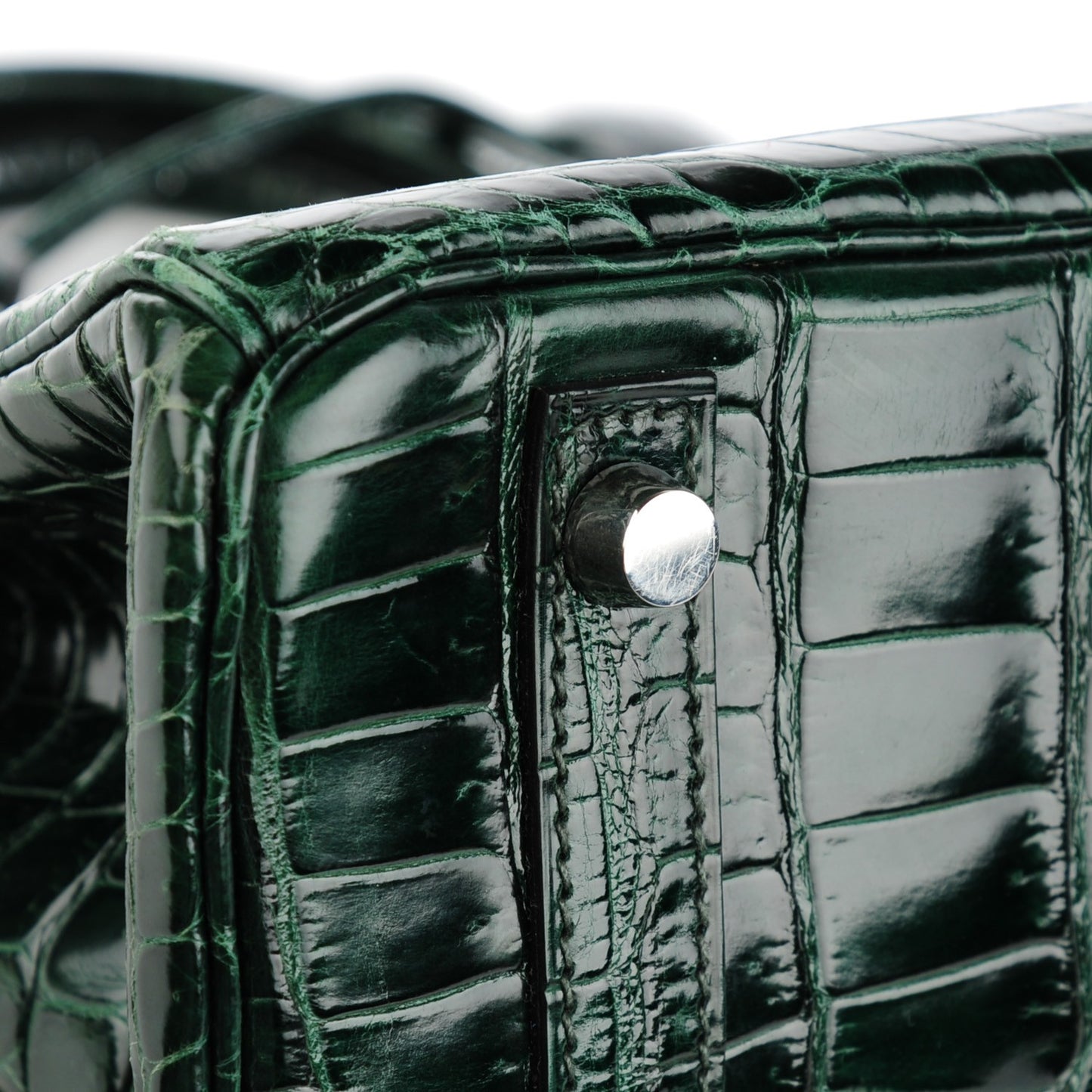 Shiny Porosus Crocodile Birkin 30 Vert Fonce