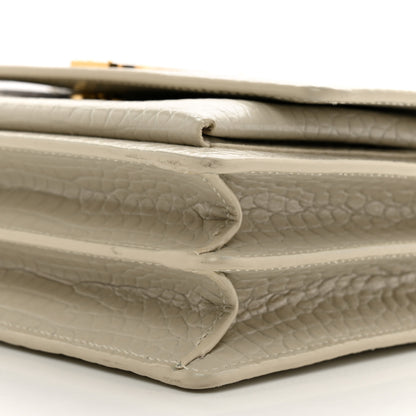 Saint Laurent Calfskin Crocodile Embossed Medium Monogram Sunset Blanc Vintage 10 of 12