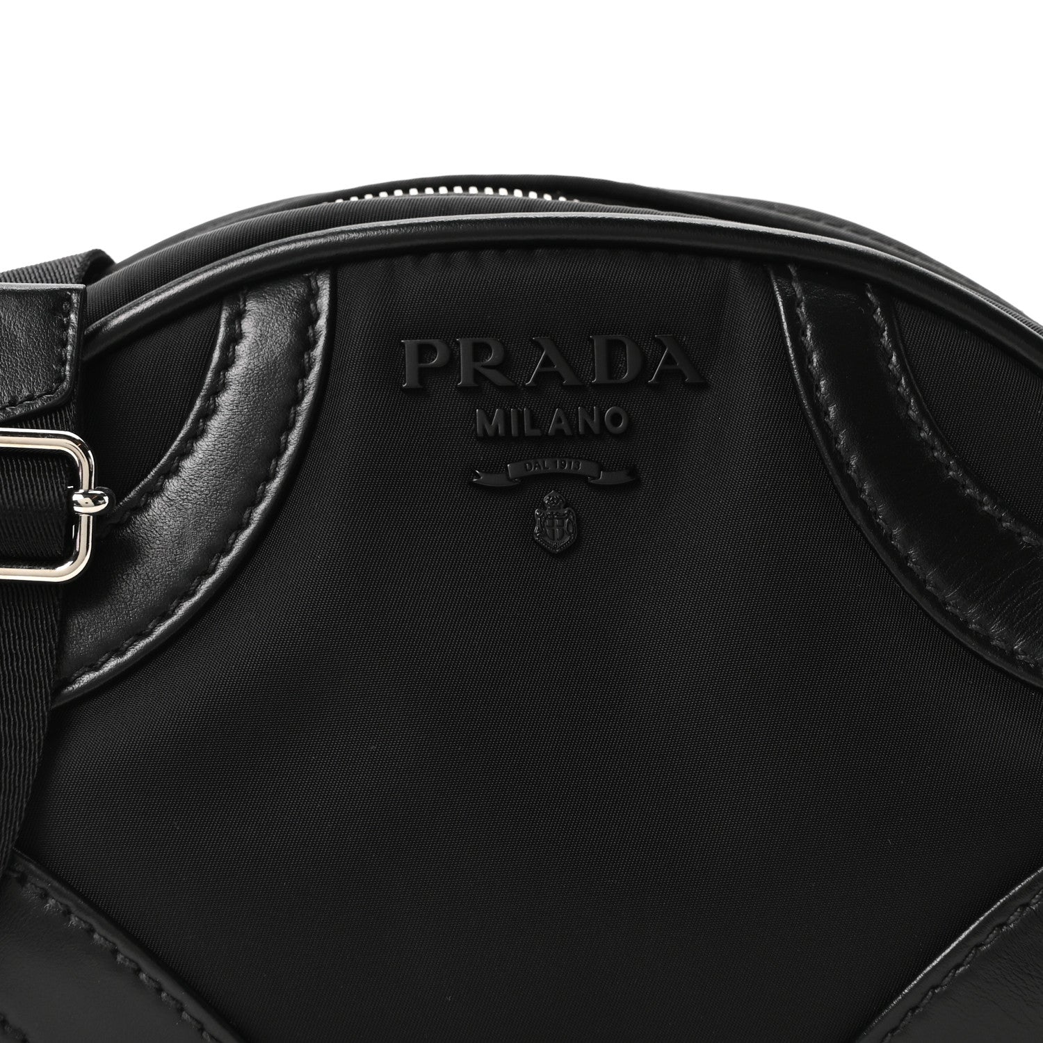 Prada Nylon Soft Calfskin Bowling Crossbody Bag Black 7 of 9