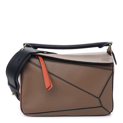 Loewe Calfskin Small Puzzle Bag Mink Coral Black 1 of 9