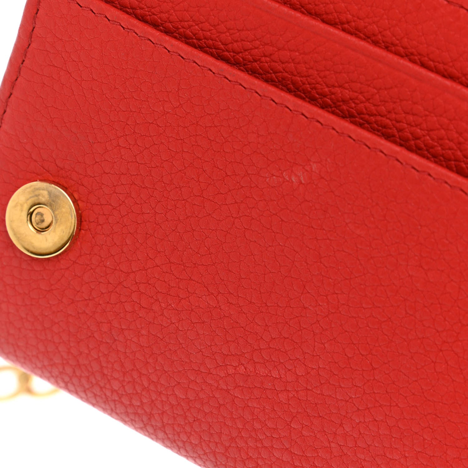 Prada Vitello Grain Metal Oro Chain Wallet Lacca 8 of 11