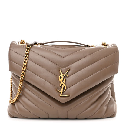 Saint Laurent Calfskin Y Quilted Monogram Medium Loulou Chain Satchel Taupe 1 of 11