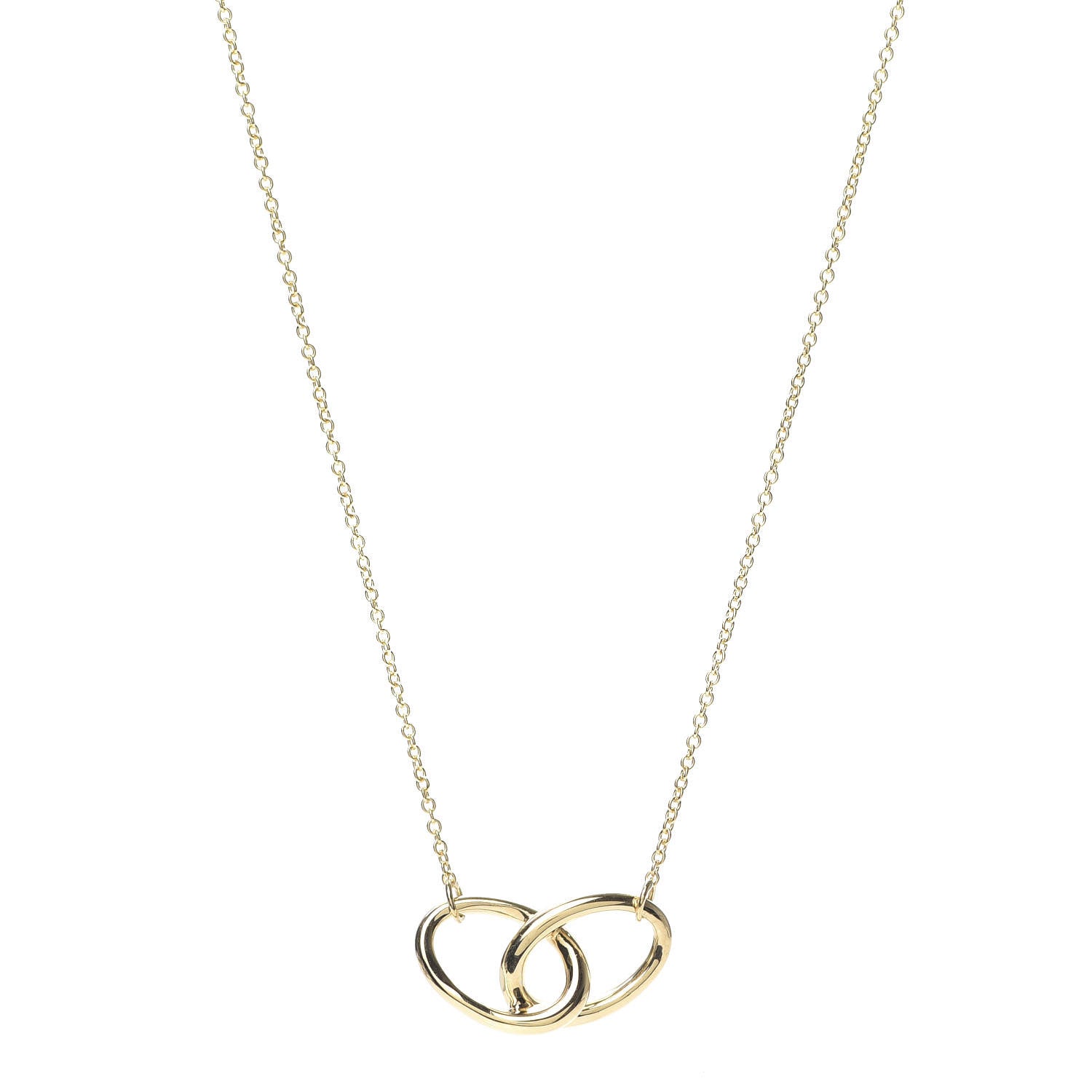 Tiffany 18K Yellow Gold Elsa Peretti Interlocking Ovals Pendant Necklace 1 of 5