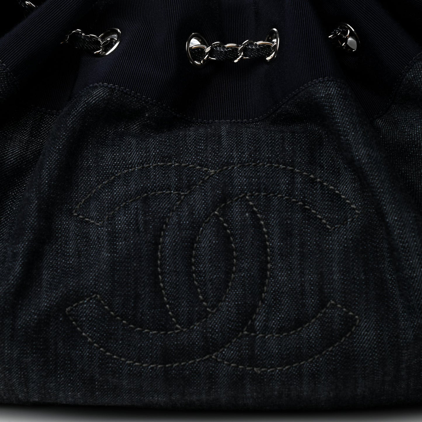 Denim Stretch Large CC Spirit Cabas Tote Blue