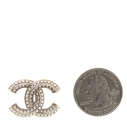 Chanel Crystal Pearl Chain Mania CC Earrings Gold 2 of 3