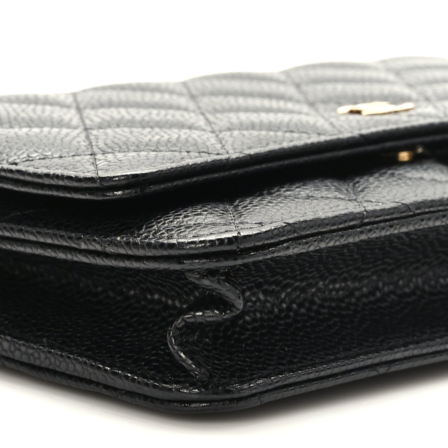 Caviar Quilted Wallet on Chain WOC Black