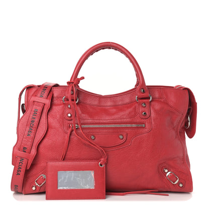 Balenciaga Agneau Arena Classic Silver Hardware City Logo Strap Rouge Cardinal Black 1 of 11