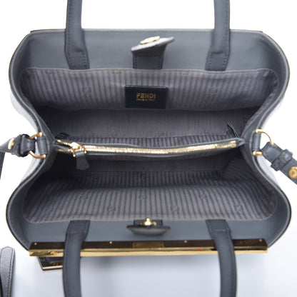 Fendi Vitello Elite Petite 2Jours Tote Grigio Grigio Chiaro 6 of 11