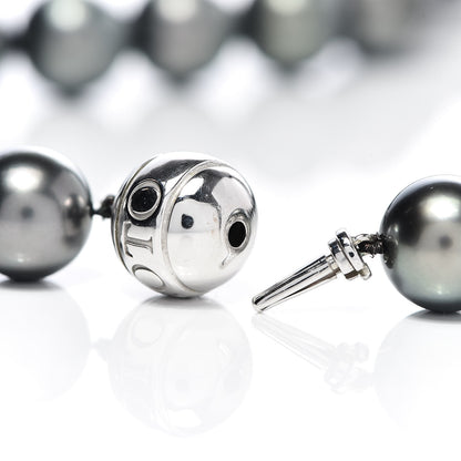 Mikimoto 18K White Gold Black South Sea Cultured Pearl 11-14mm Strand Necklace 18.75" 4 of 10