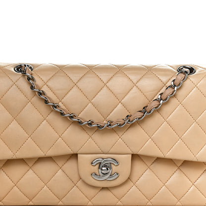 Chanel Lambskin Quilted Medium Double Flap Beige 8 of 10