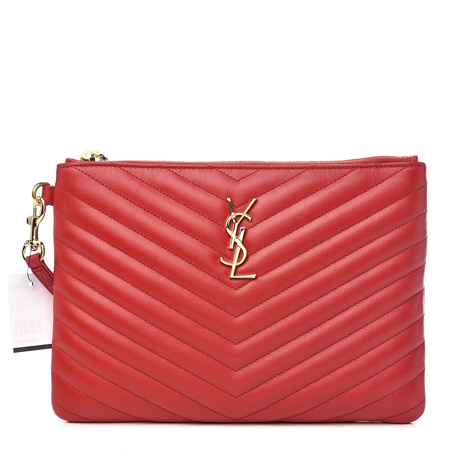 Calfskin Matelasse Chevron Monogram A5 Wristlet Red