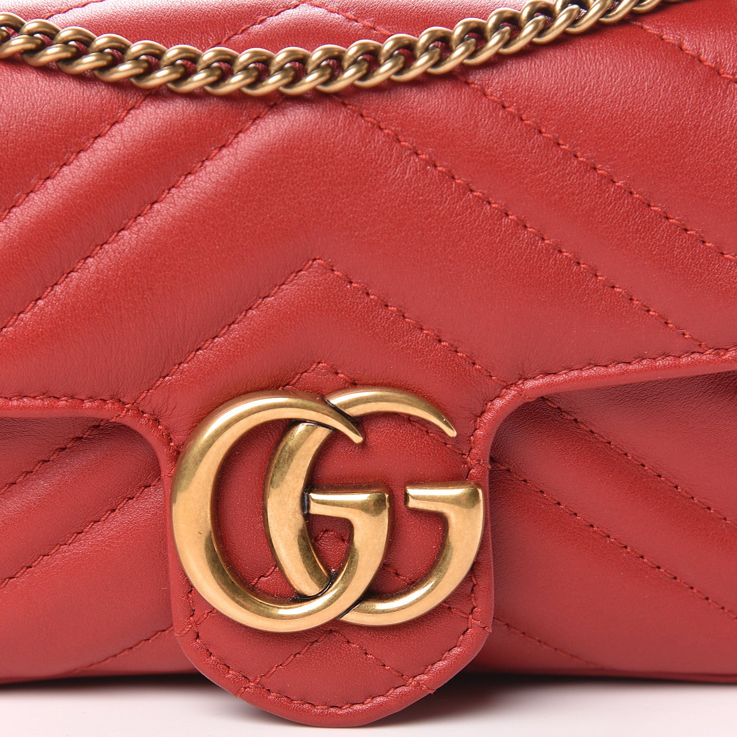 Gucci Calfskin Matelasse Super Mini GG Marmont Shoulder Bag Hibiscus Red 10 of 11