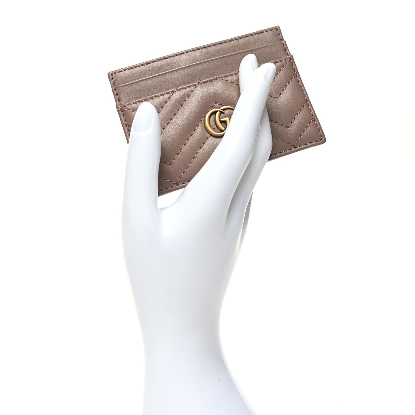 Calfskin Matelasse GG Marmont Card Holder Porcelain Rose