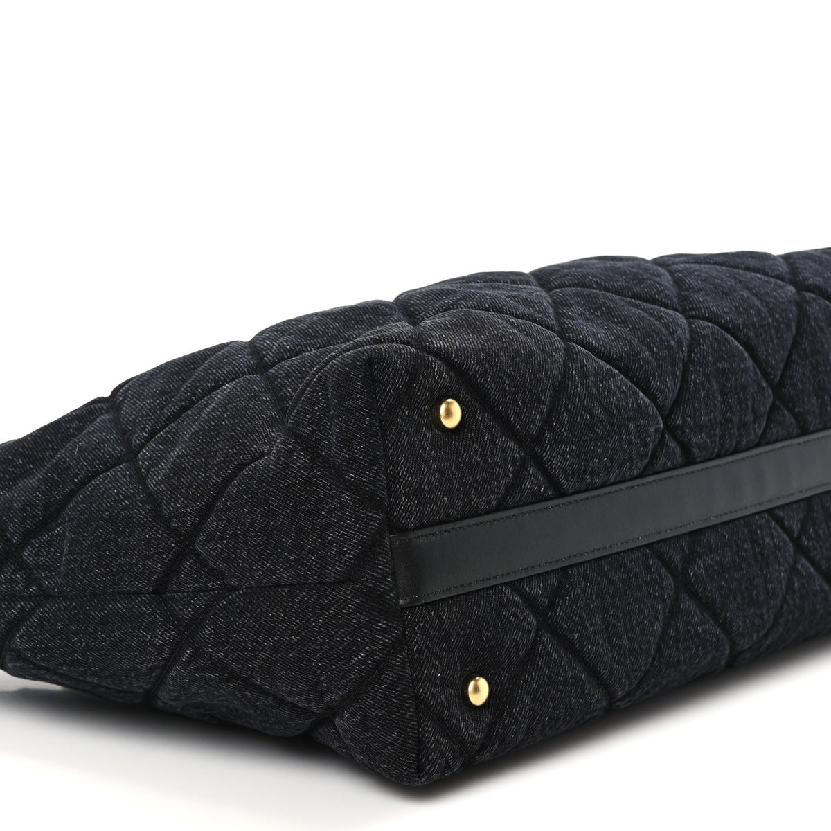 Denim Calfskin Quilted Small Deauville tote  Black