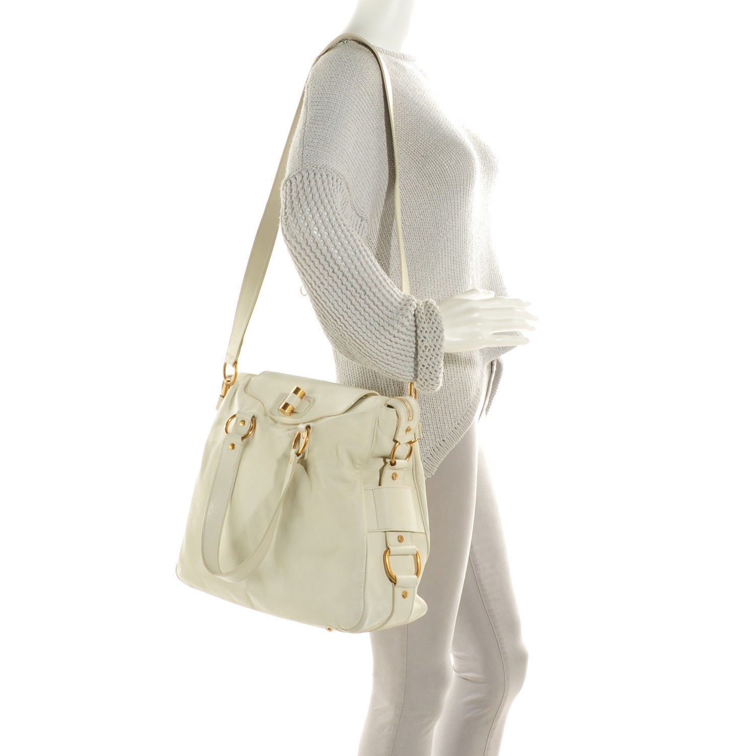 Saint Laurent Calfskin Muse Messenger Bag White 2 of 8