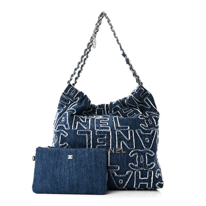 Chanel Denim Patchwork Logo 22 Blue 3 of 11