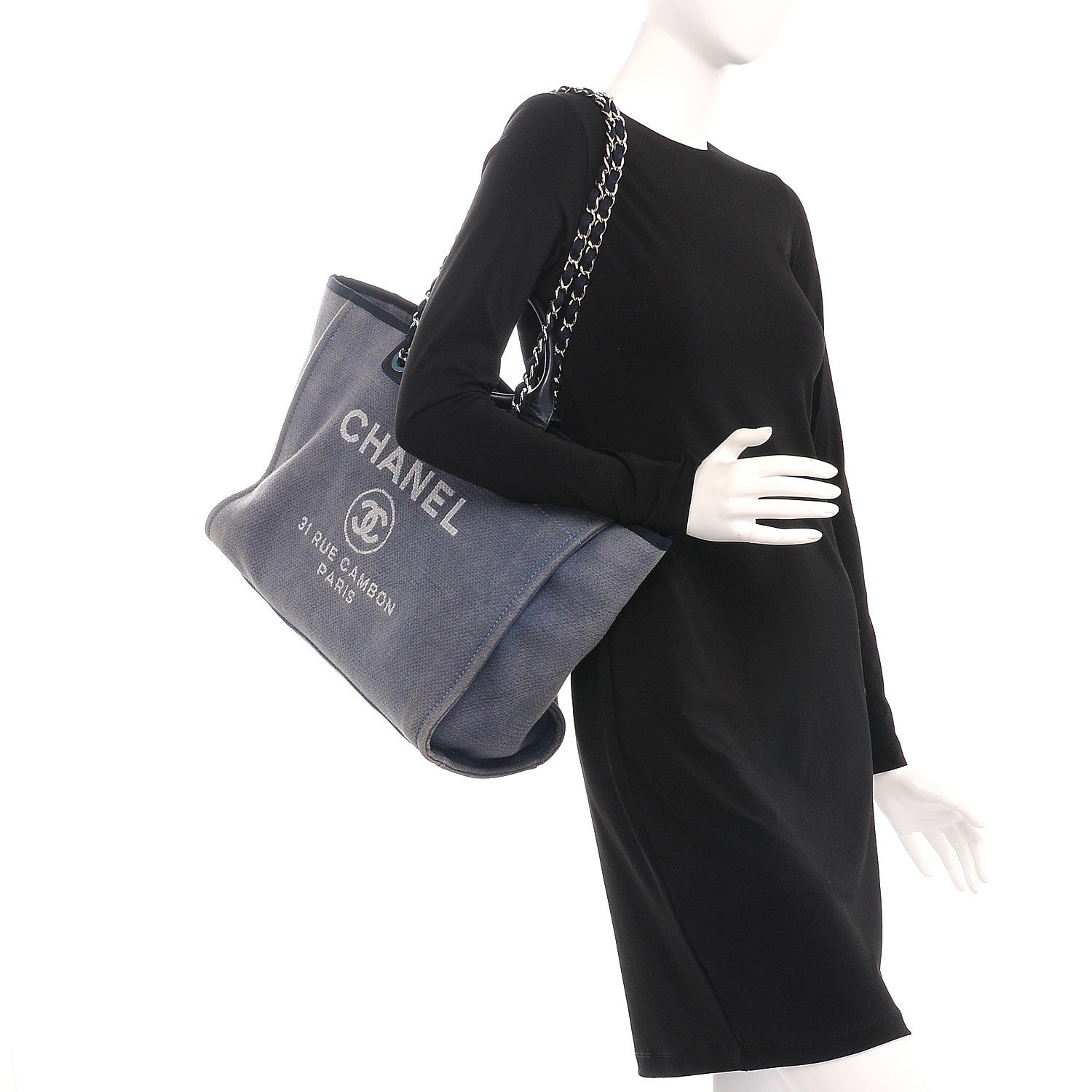 Chanel Canvas Large Deauville Tote Blue 2 of 8