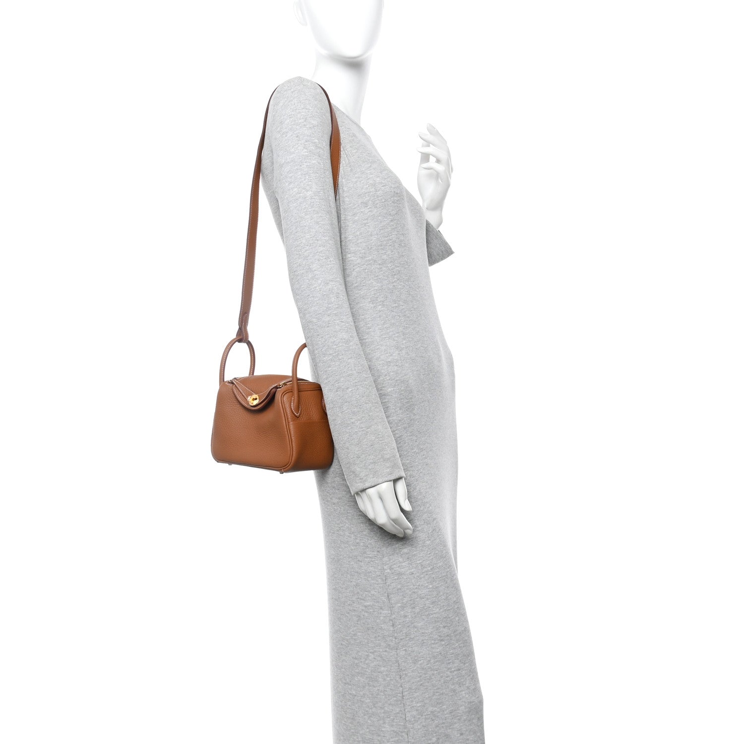 Hermes Taurillon Clemence Mini Lindy 20 Gold 2 of 11