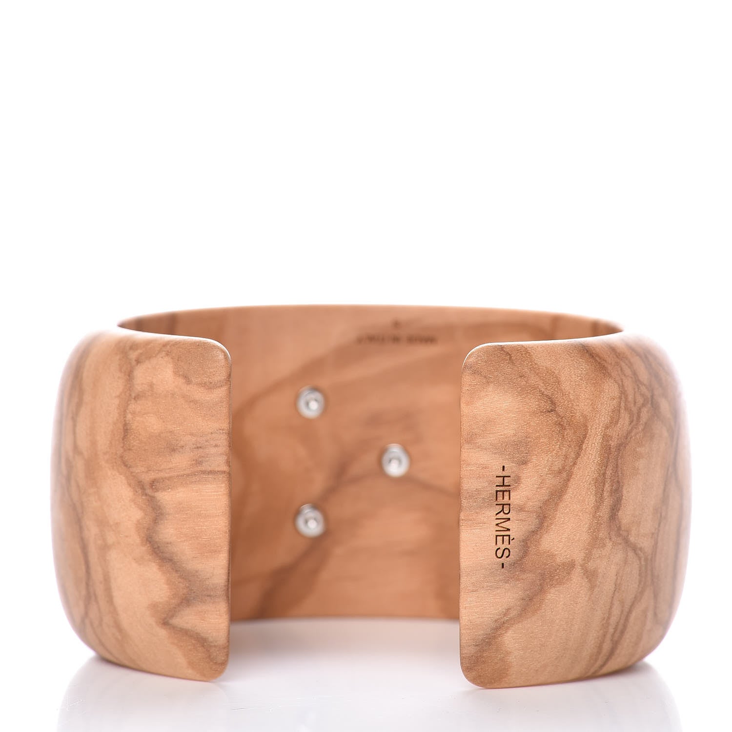 Hermes Olive Wood Medor Cuff Bracelet S 3 of 5