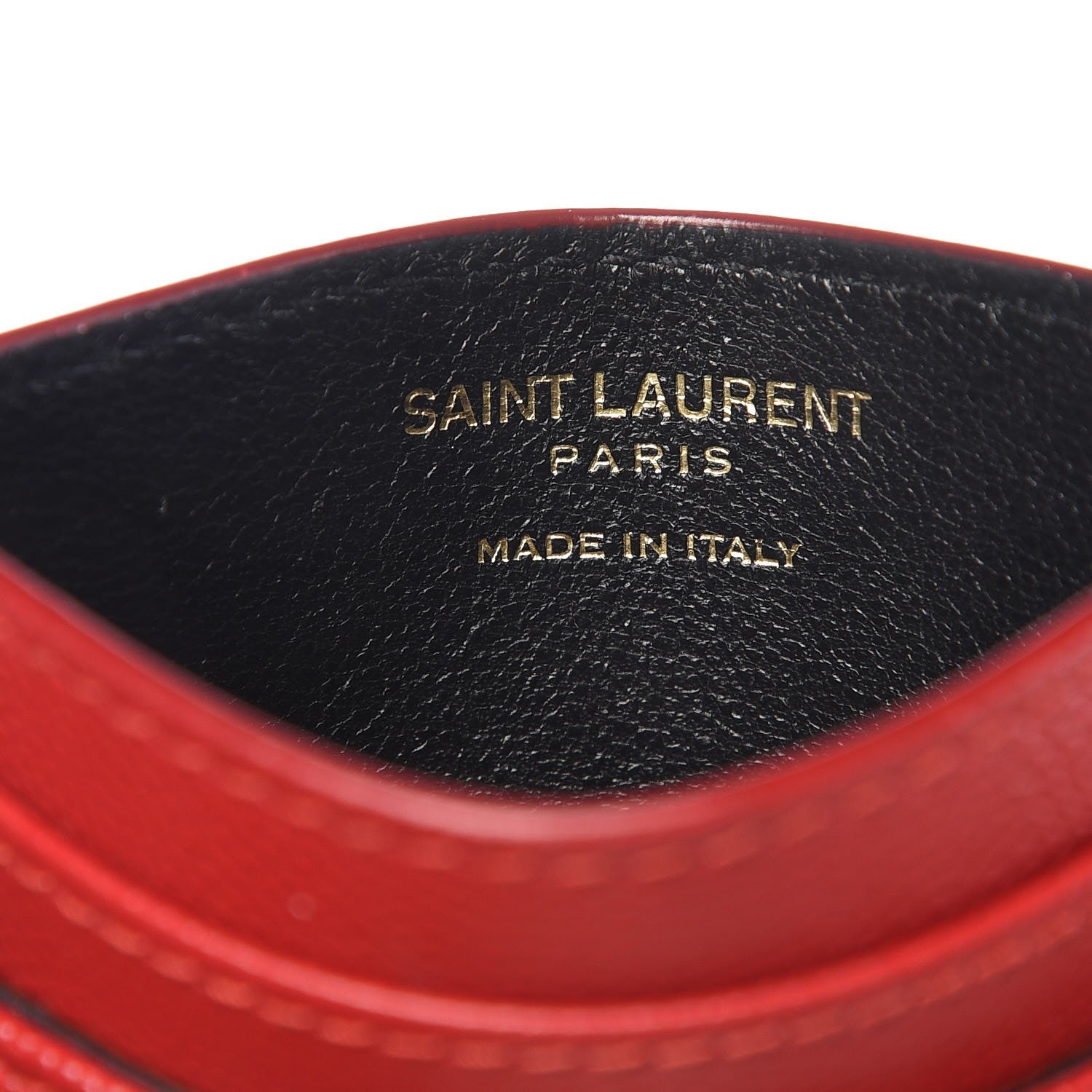 Saint Laurent Grain De Poudre Matelasse Chevron Monogram Credit Card Case New Red 6 of 10