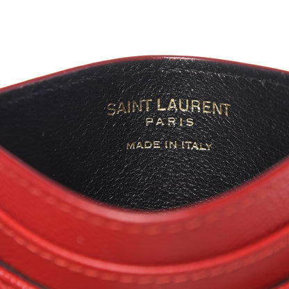 Saint Laurent Grain De Poudre Matelasse Chevron Monogram Credit Card Case New Red 6 of 10