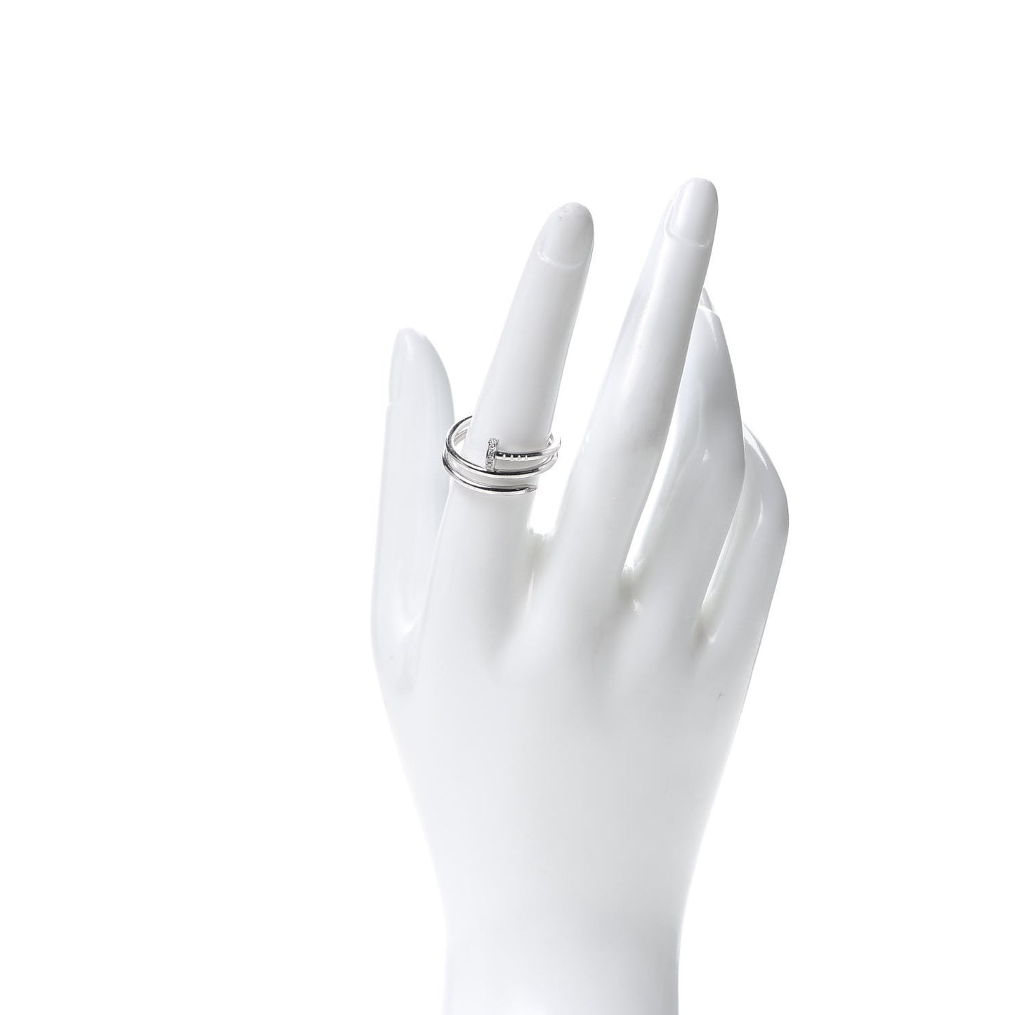 18K White Gold Diamond Double Juste Un Clou Ring 57 8