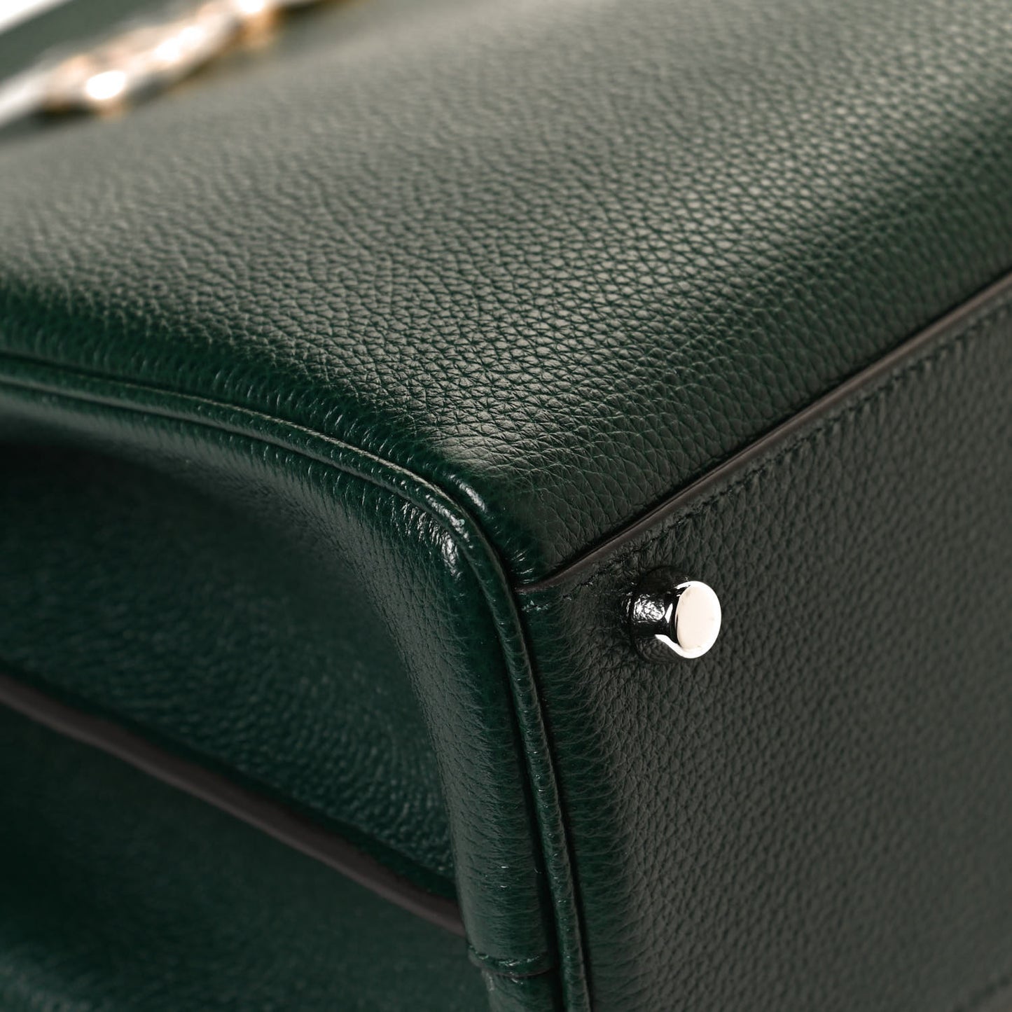 Grainy Calfskin Medium Zumi Top Handle Bag Vintage Green