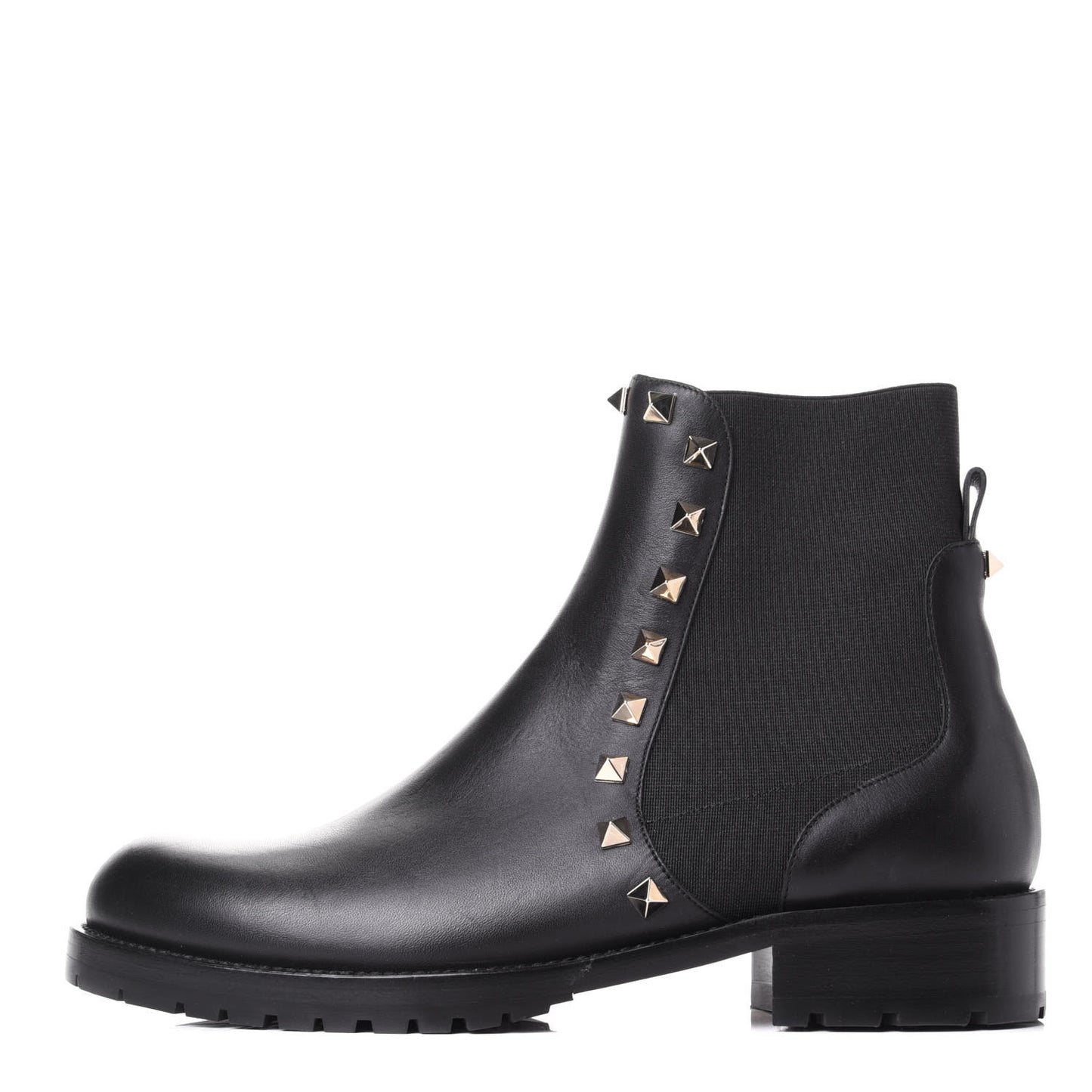 Calfskin Rockstud Beatle Chelsea 20mm Ankle Boots 36.5 Black
