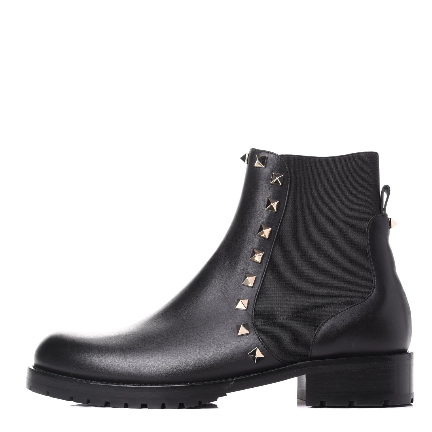 Valentino Garavani Calfskin Rockstud Beatle Chelsea 20mm Ankle Boots 36.5 Black 1 of 10