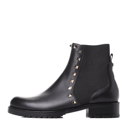 Valentino Garavani Calfskin Rockstud Beatle Chelsea 20mm Ankle Boots 36.5 Black 1 of 10