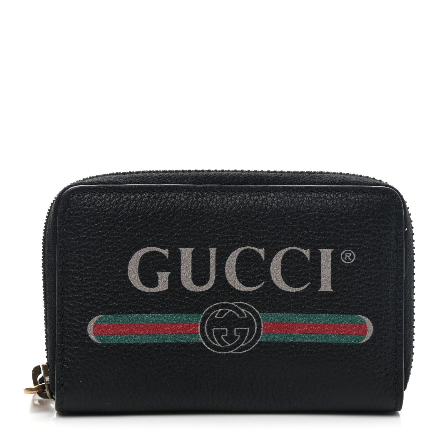 Gucci Calfskin Logo Zip Around Card Case Black 1 of 7