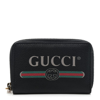 Gucci Calfskin Logo Zip Around Card Case Black 1 of 7