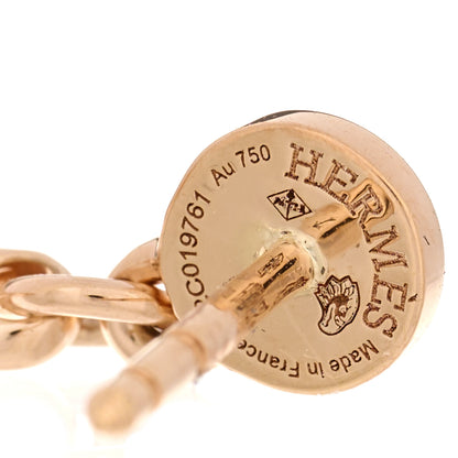 Hermes 18K Rose Gold PM Ex-Libris Drop Earrings 4 of 4