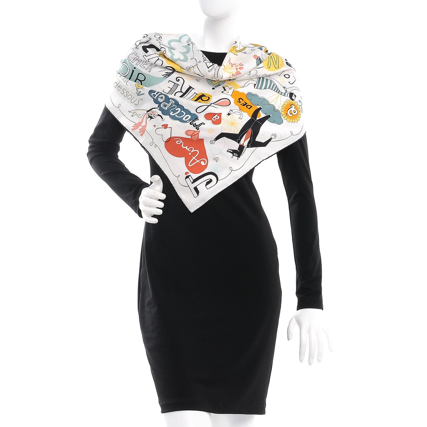 Silk Les Confessions Scarf 90 Blanc Jaune Noir