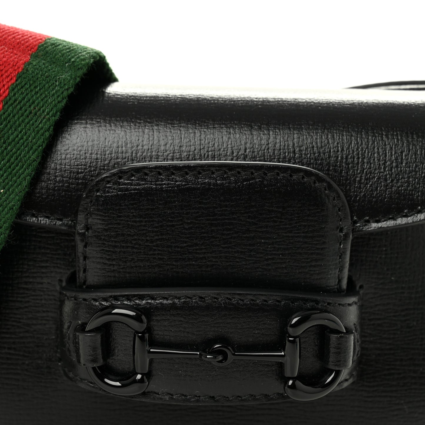 Azalea Calfskin Web Monochrome Horsebit 1955 Wallet On Strap Black