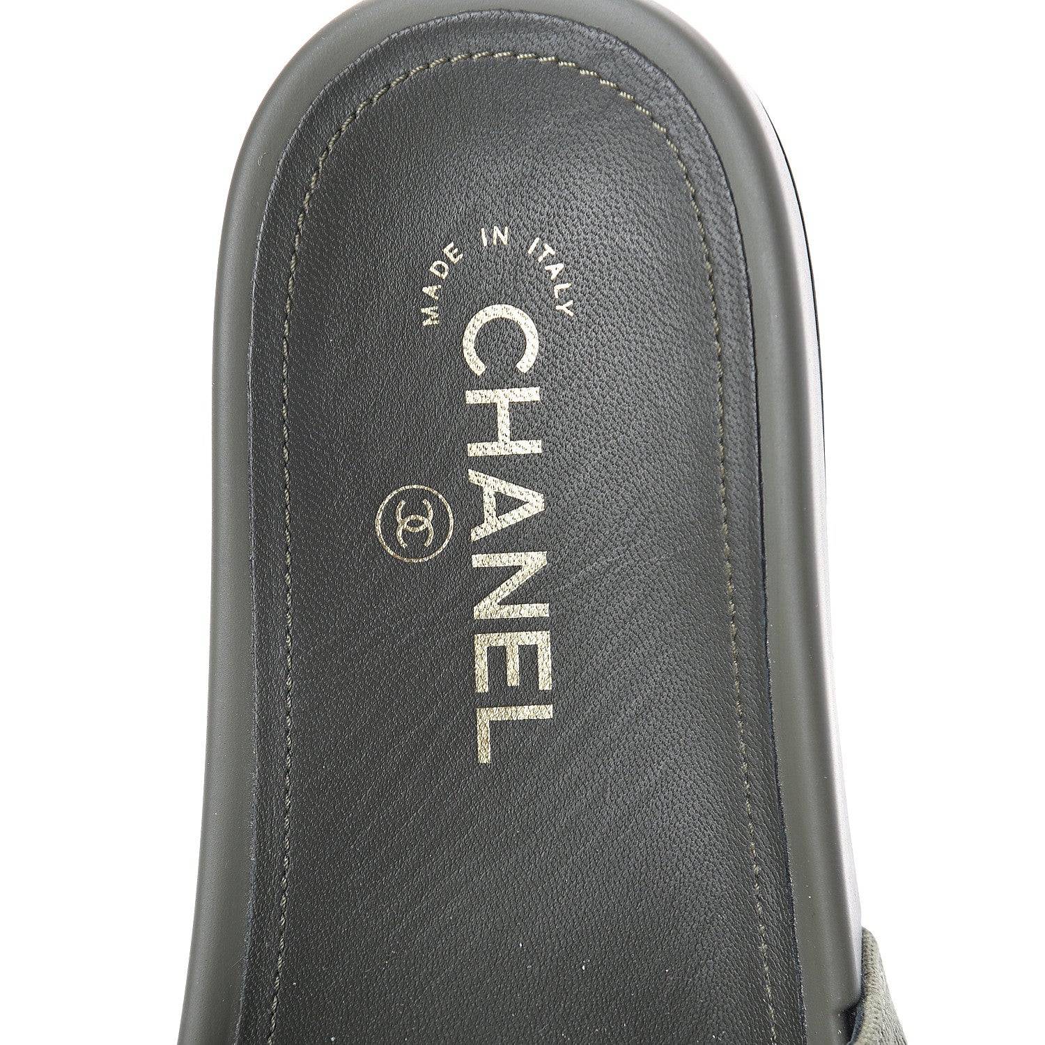 Chanel Canvas Chain Flat Sandals 37 Khaki 5 of 7
