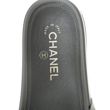 Chanel Canvas Chain Flat Sandals 37 Khaki 5 of 7