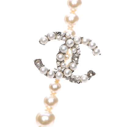 Chanel Pearl Cluster CC Long Necklace Silver 4 of 6