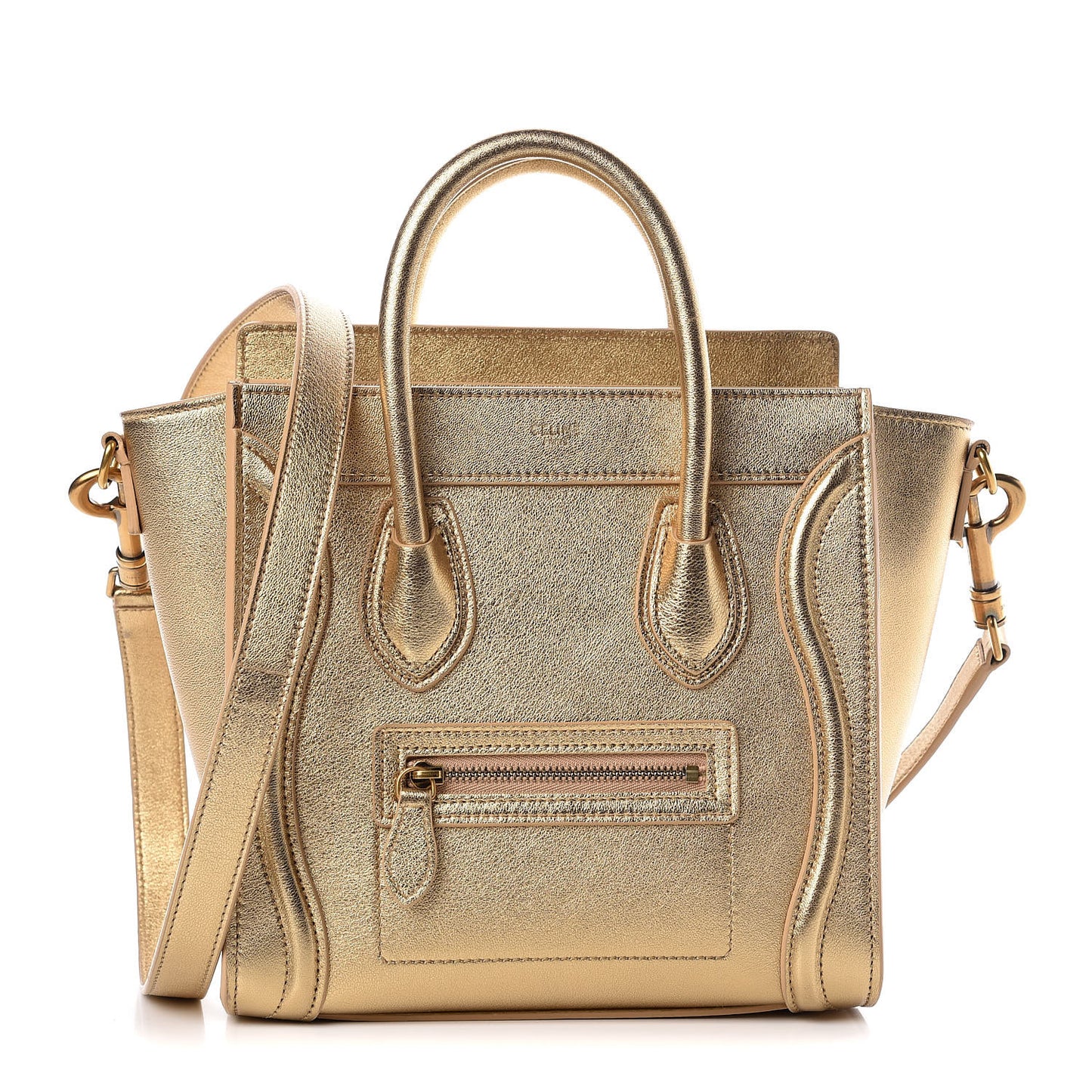 Laminated Lambskin Nano Luggage Gold