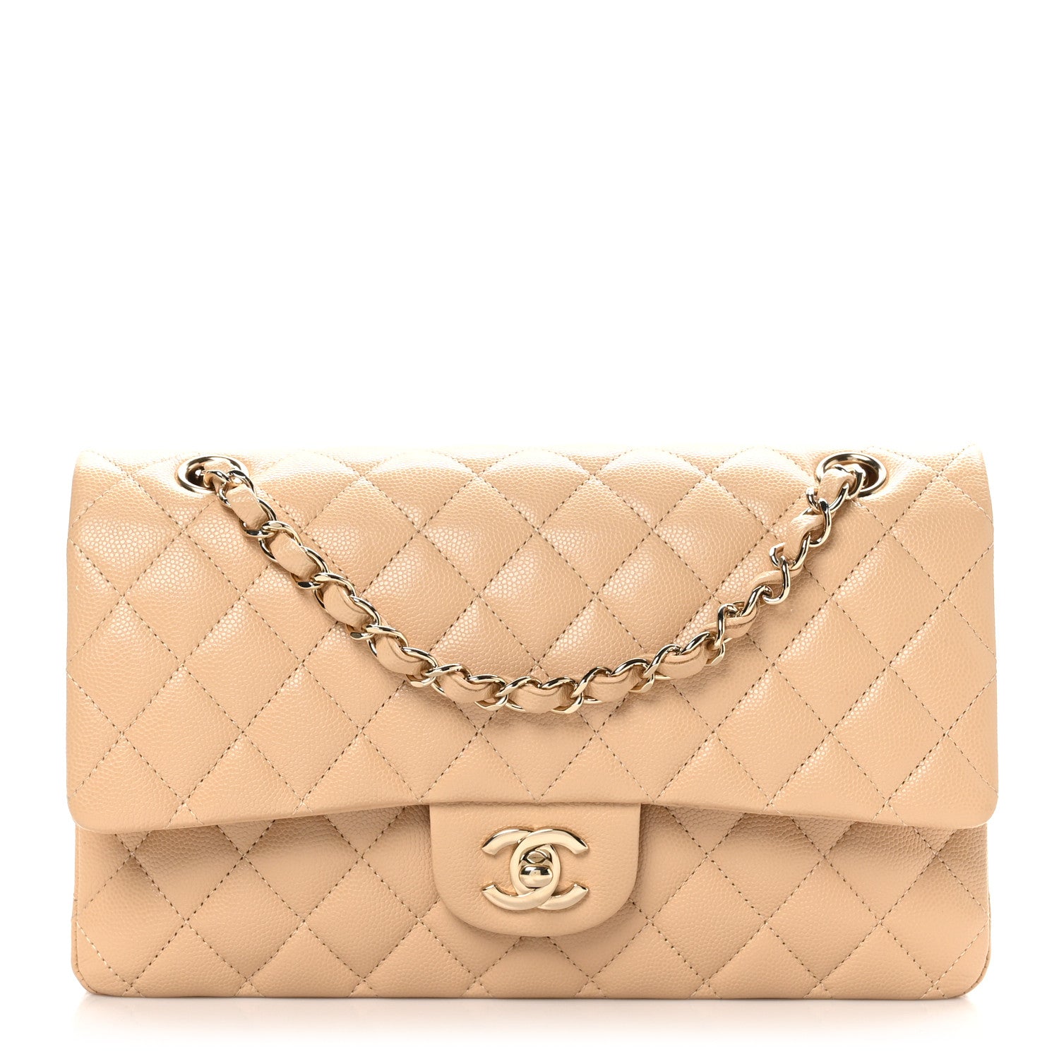 Chanel Caviar Quilted Medium Double Flap Light Beige 1 of 10