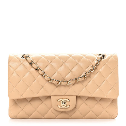 Chanel Caviar Quilted Medium Double Flap Light Beige 1 of 10