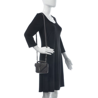 Saint Laurent Sheepskin Matelasse Chevron Monogram College Chain Wallet Coal 2 of 6