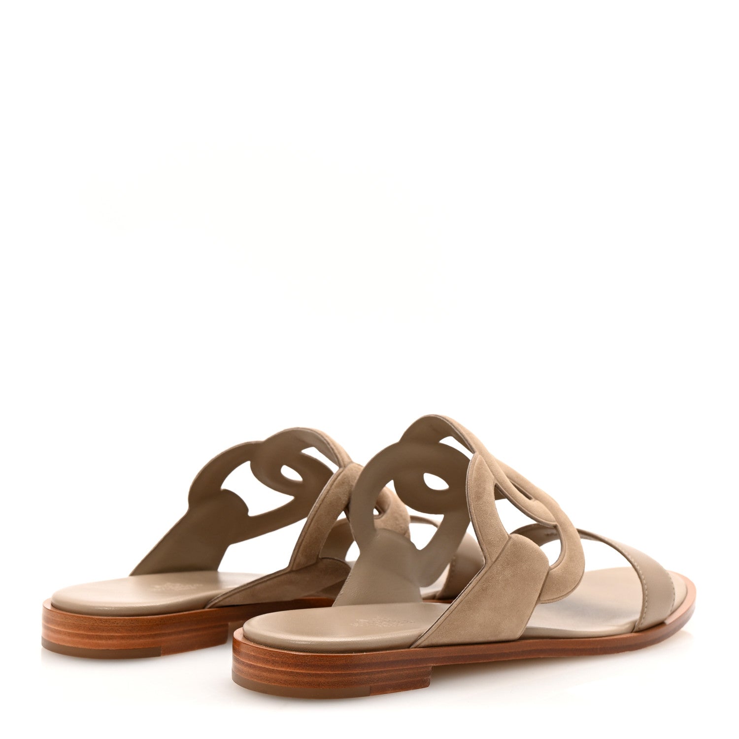 Hermes Suede Goatskin Nappa Lagune Sandals 38.5 Beige Sable 5 of 9
