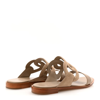 Hermes Suede Goatskin Nappa Lagune Sandals 38.5 Beige Sable 5 of 9
