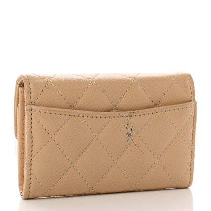 Chanel Caviar Quilted Flap Card Holder Wallet Beige 3 of 10