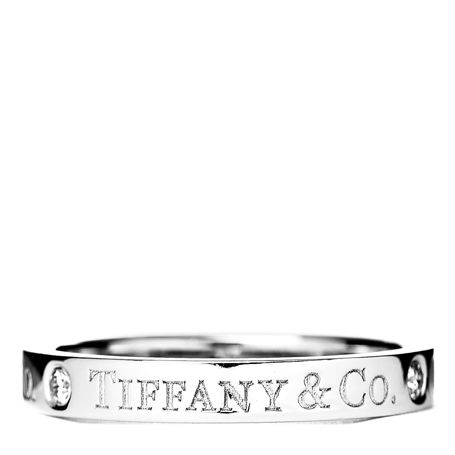 Platinum Diamond Logo Band Ring 54 7
