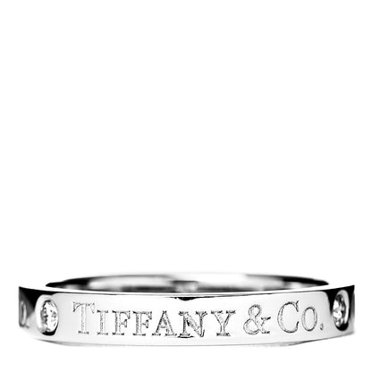 Tiffany Platinum Diamond Logo Band Ring 54 7 3 of 4
