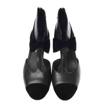 Chanel Goatskin Velvet Cap Toe CC Bow Cut Out Ankle Boots 41 Black 5 of 11