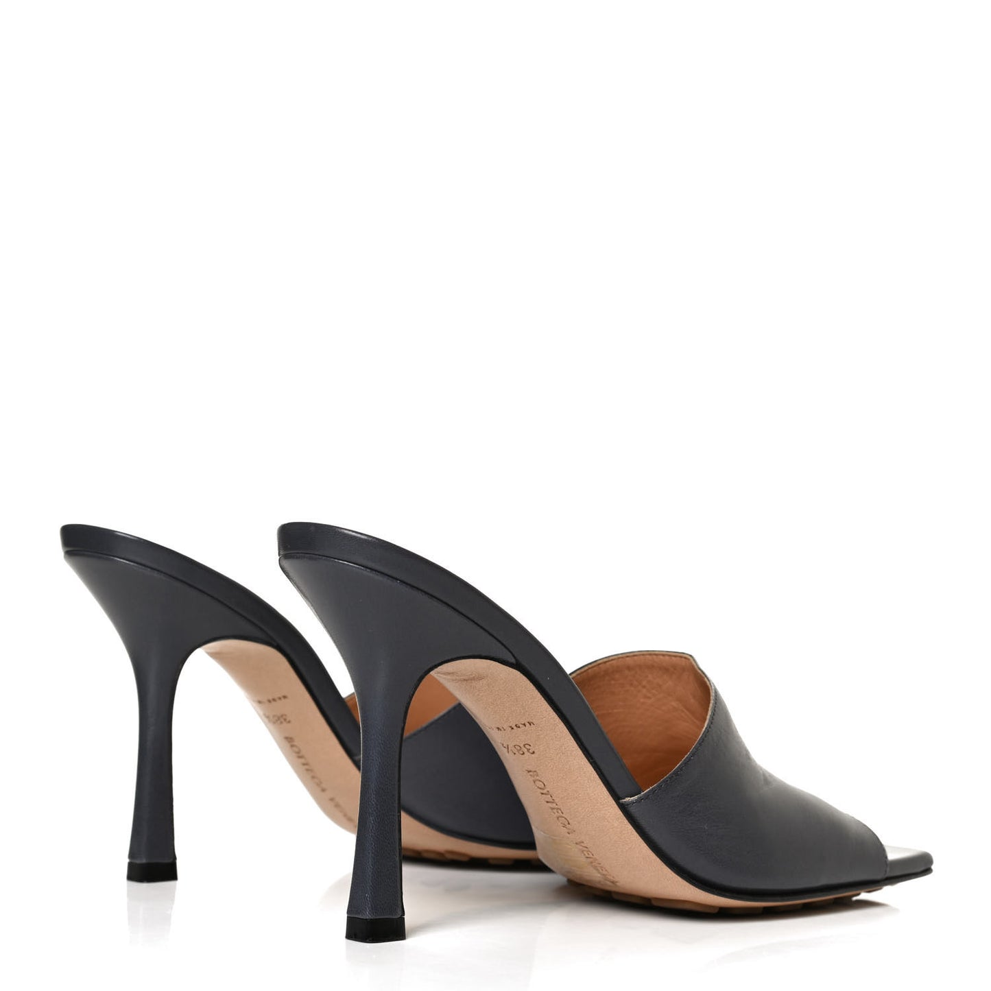 Lambskin Stretch Mule Sandals 38.5 Light Graphite